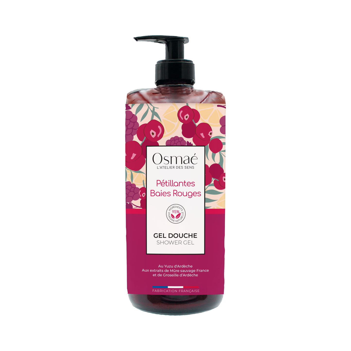 Ultra-rich shower gel Sparkling Red Berries pump bottle 1L
